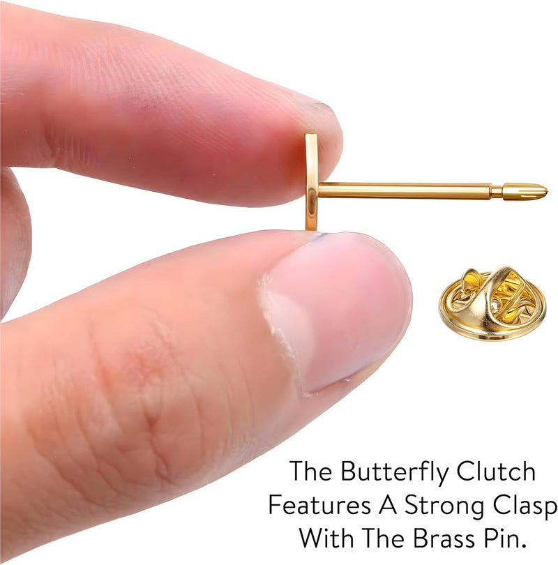 ANDUSTRIAL 1 inch Premium Quality Lacquered Coated Polished Brass Pin & Butterfly Or Military Clutch/Backs - For Hanging Tags on Display Area Rugs, Fabrics and Other Retail Items - Solid Brass (Gold), Pack of 50 - Image 5
